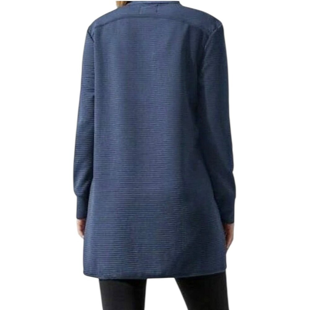 New MPG Mondetta Performance Gear Long Full Zip Ribbed Jacket Blue Women Size S - Picture 4 of 8